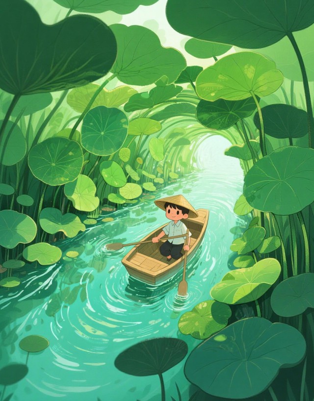 夏荷舟影