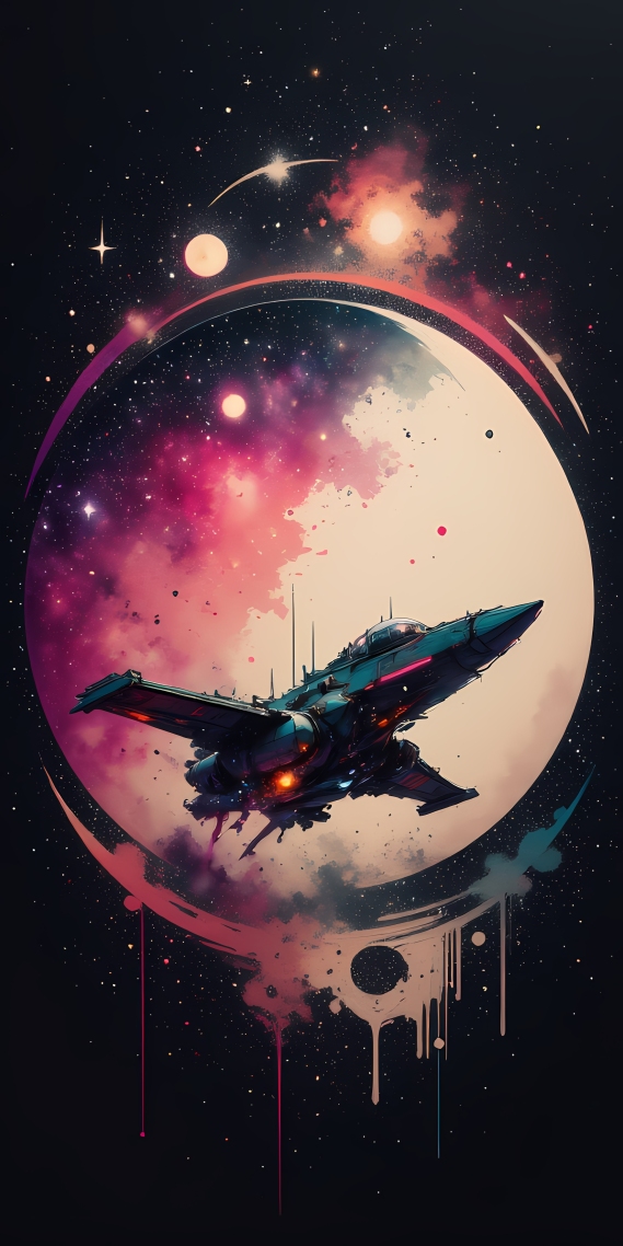 泼墨风格宇宙飞船