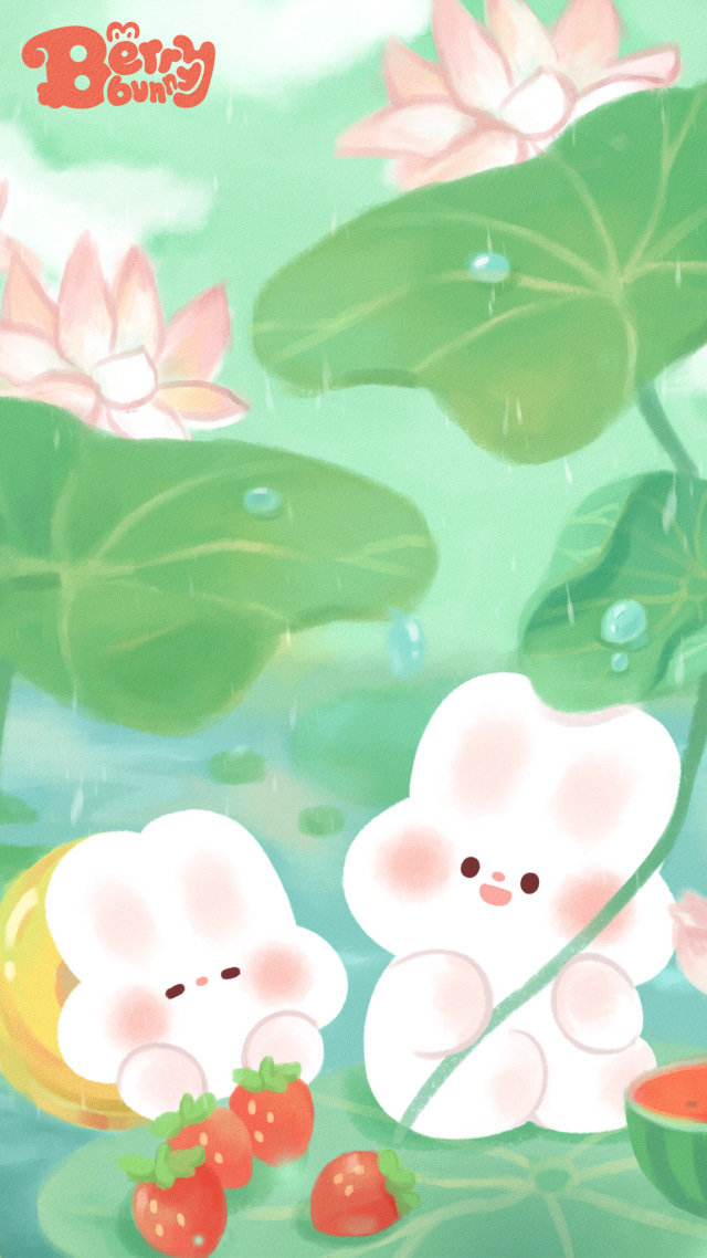 草莓兔夏日荷花
