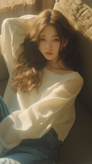 沙发慵懒女孩