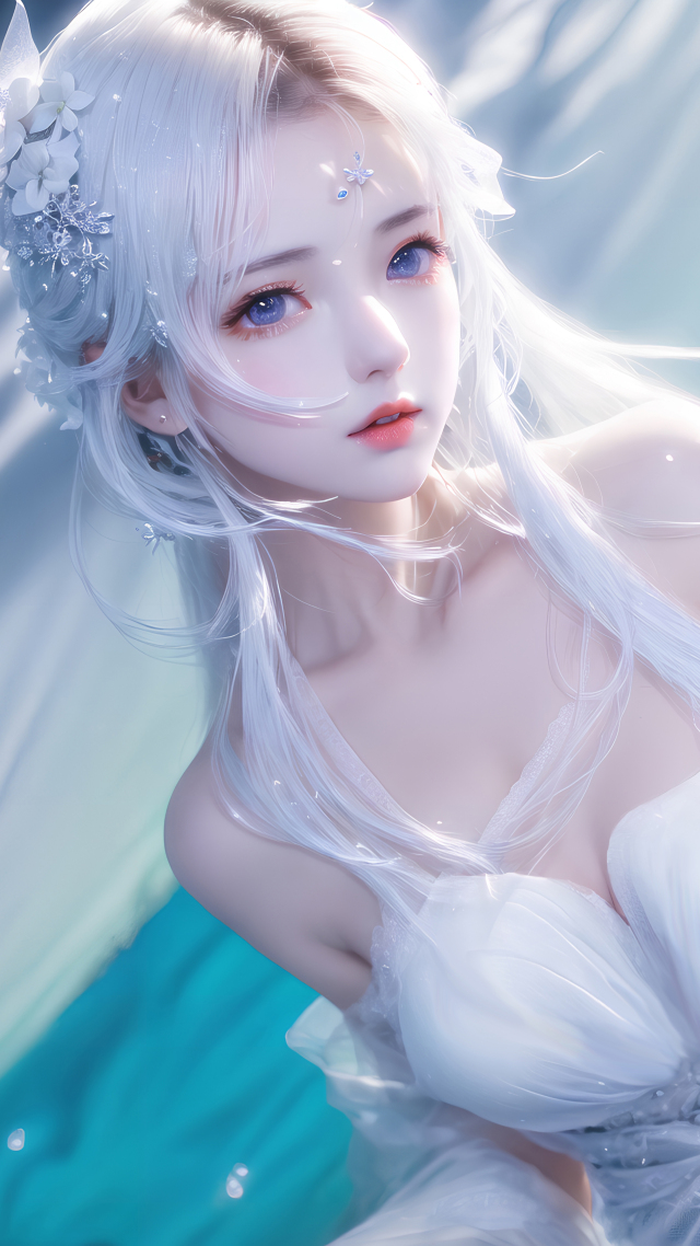 純白唯美古風白髮美少女