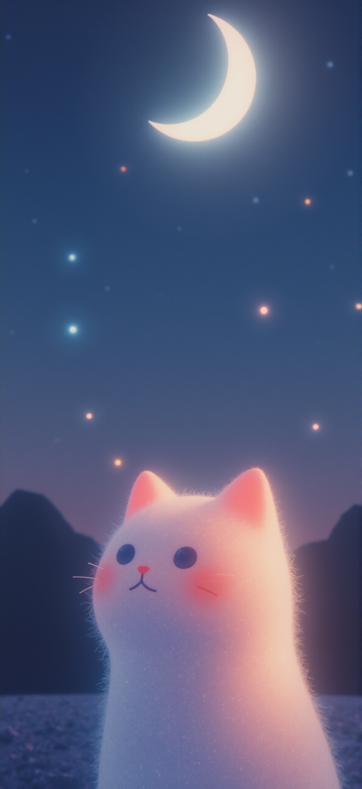 眺望星空的小猫