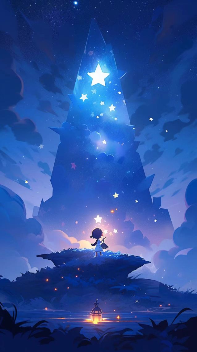 夜空星空少女壁纸系列