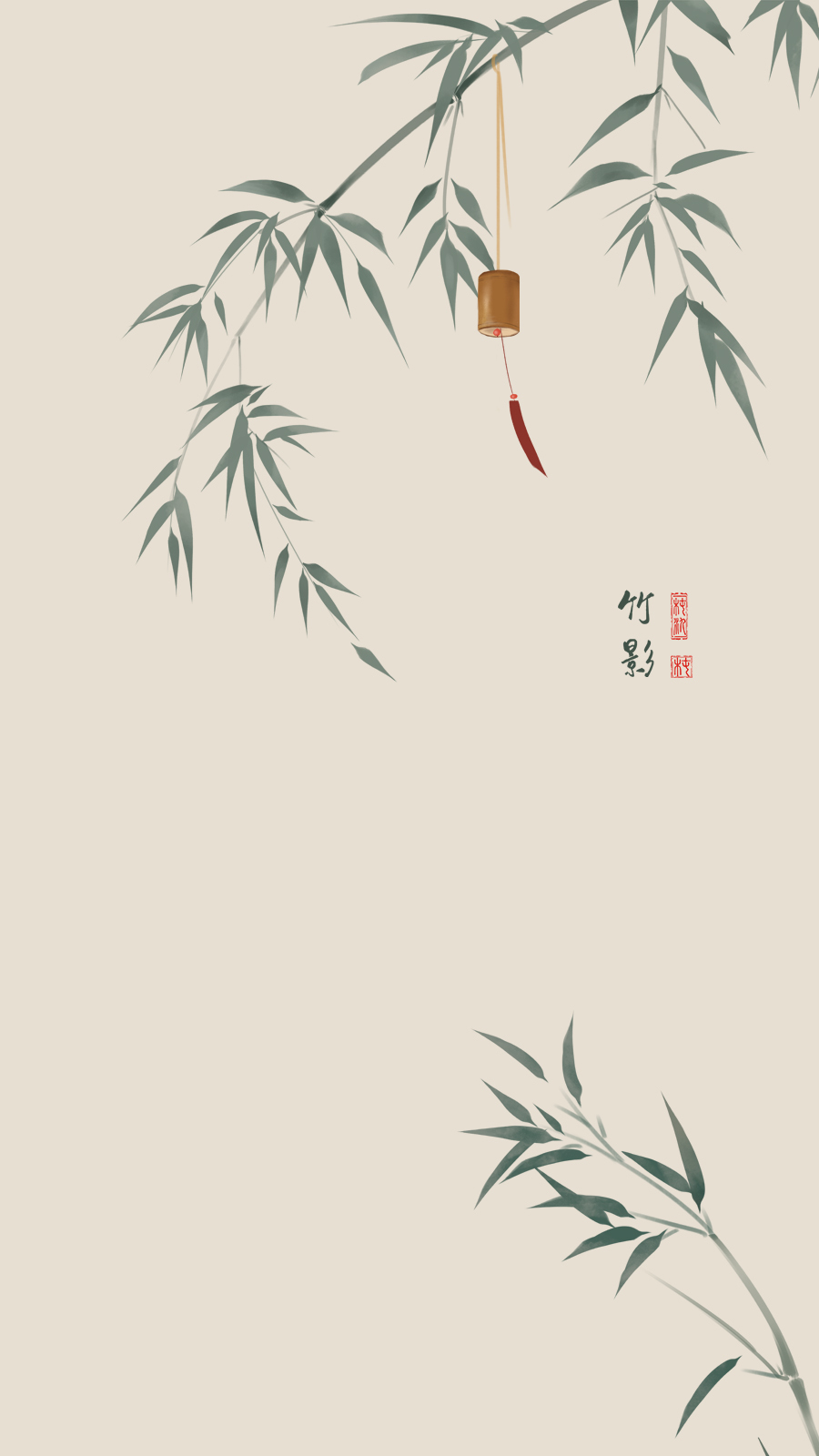 二次元微信背景圖國風竹子綠色插畫壁紙