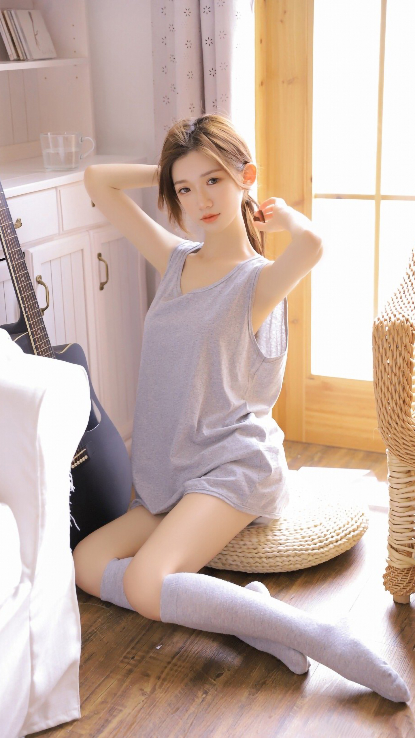 二次元微信聊天背景圖清純美女