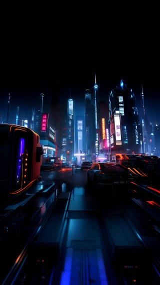 赛博朋克城市夜景