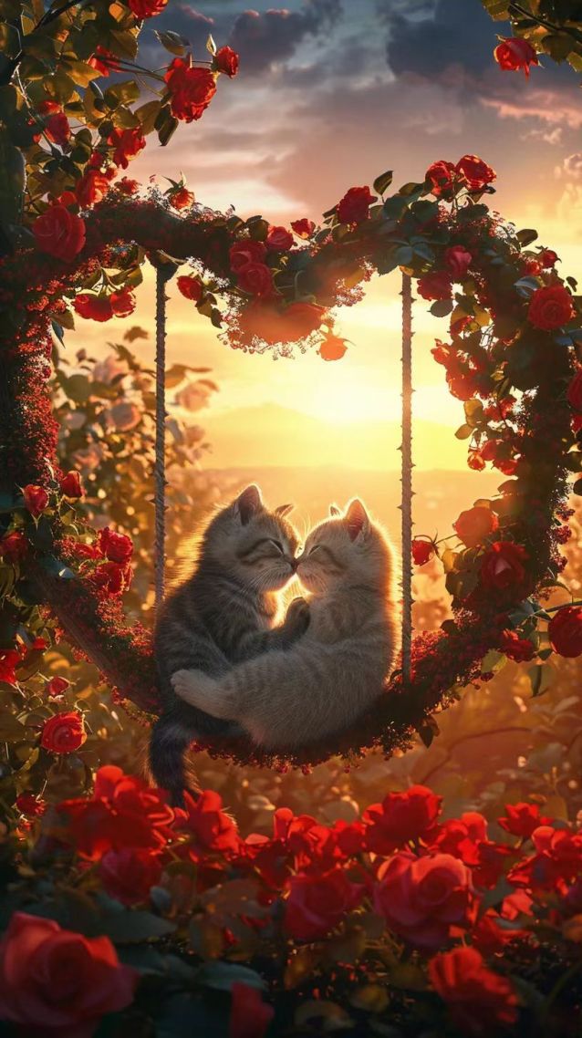 一对小情侣小猫咪(动物手机静态壁纸)