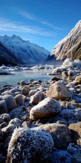 冰封山谷，雪落千山