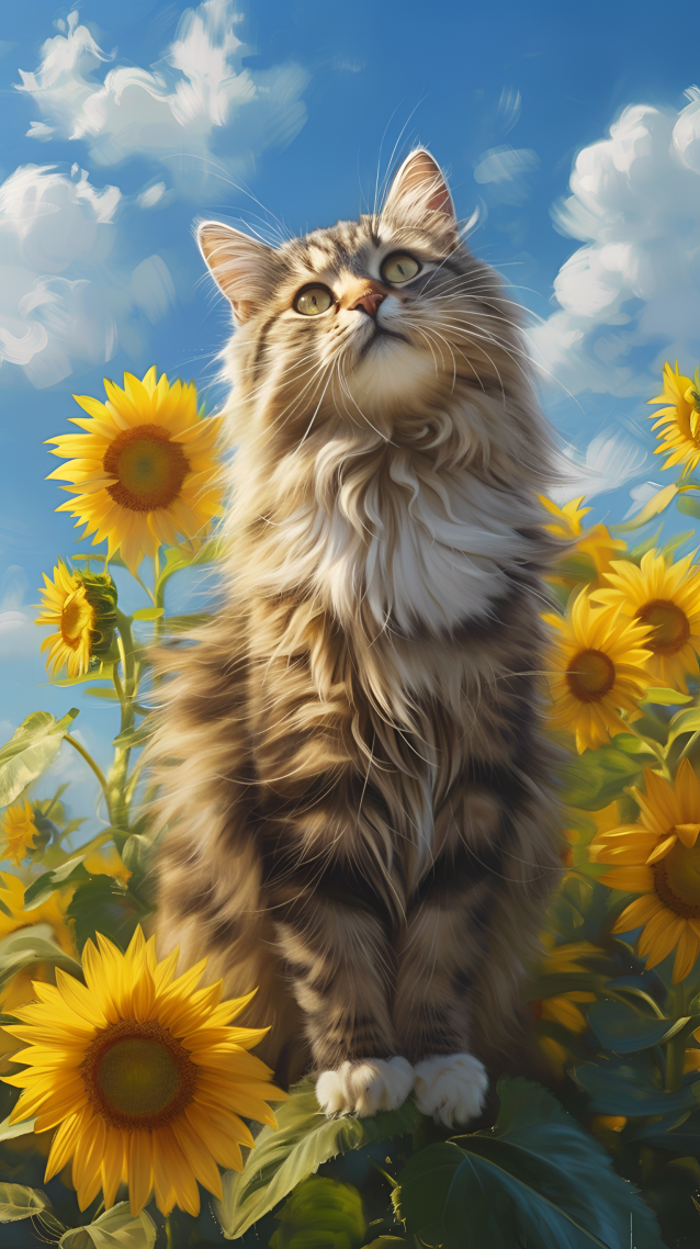 向日葵与猫