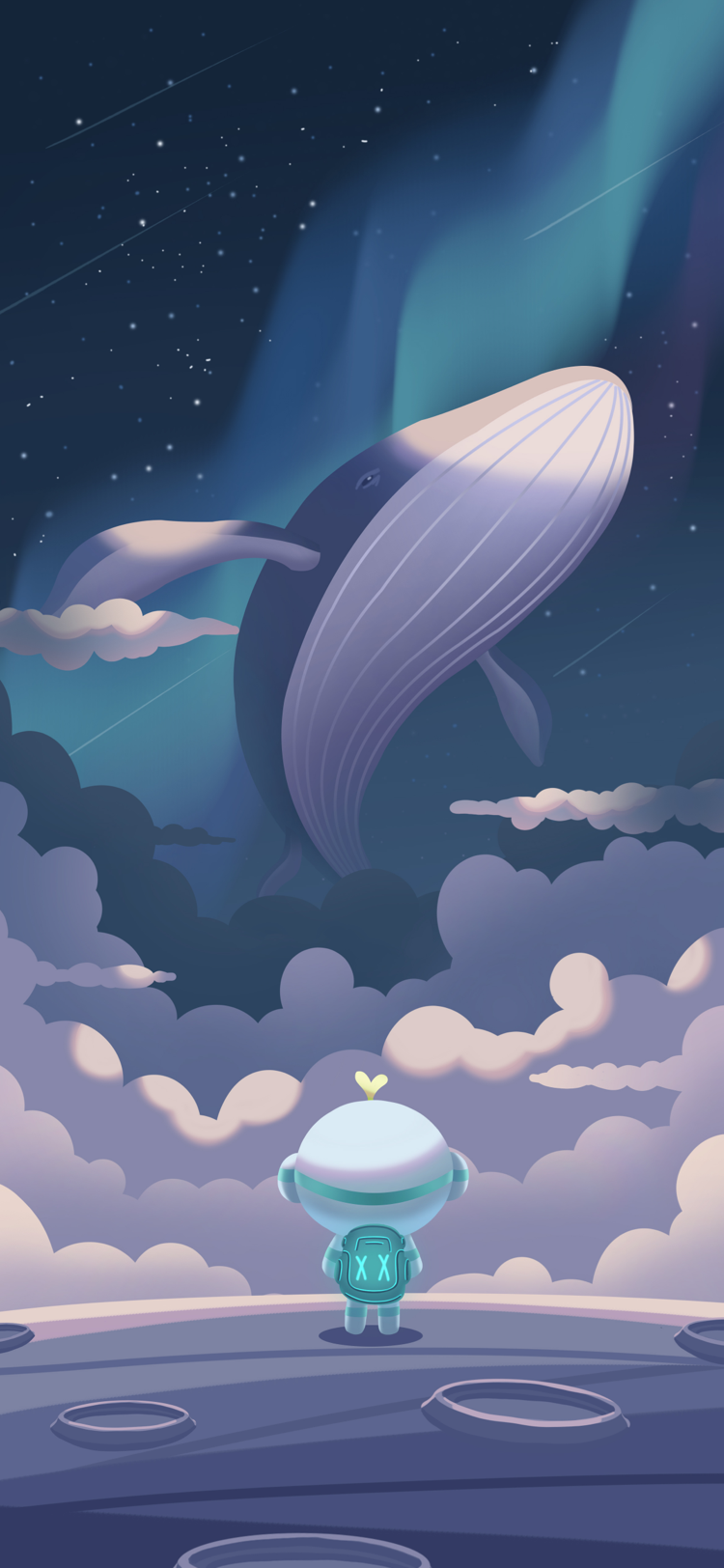 全面屏手機壁紙太空人時間主題-黑夜