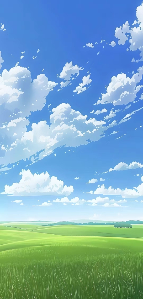 藍天白雲上的草原