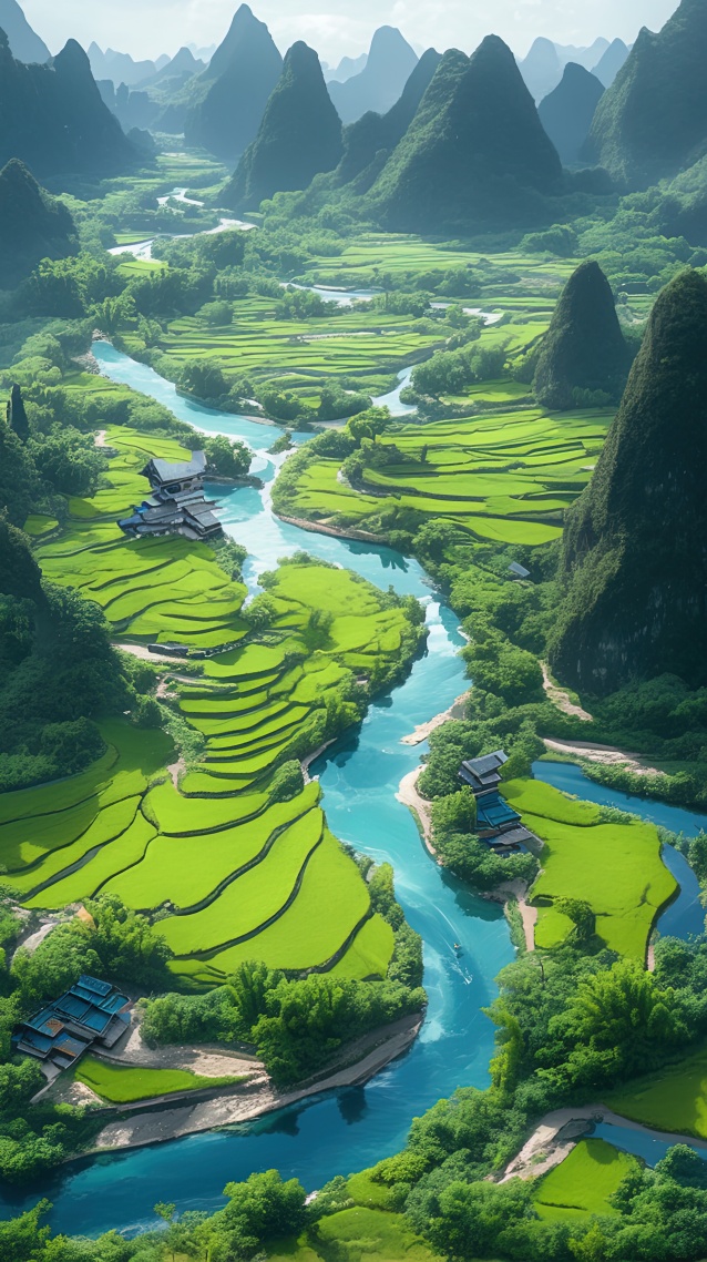 喀斯特地貌山谷农田