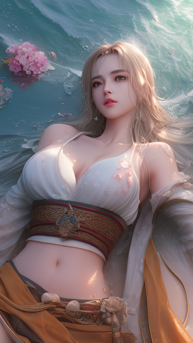 唯美水中古風少女