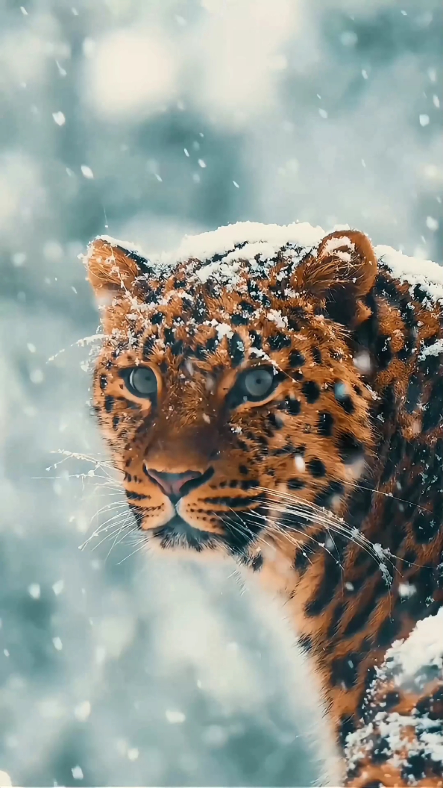 雪中的獵豹4k