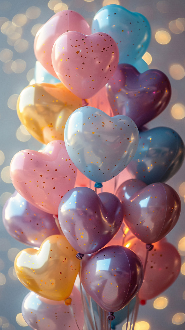 缤纷七彩爱心汽球