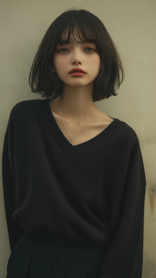 甜美短发女孩