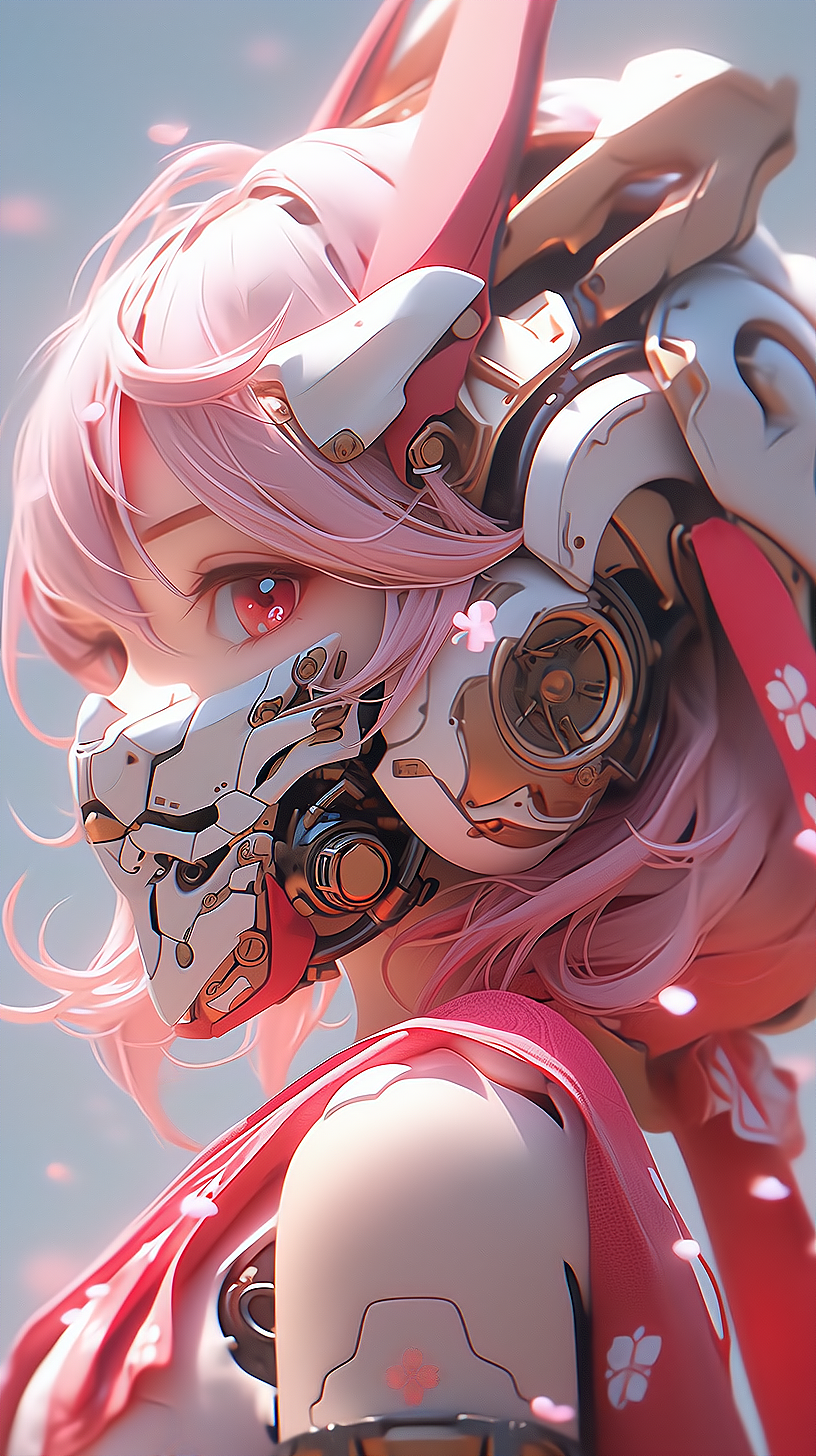 高清壁紙，粉色系機甲美少女