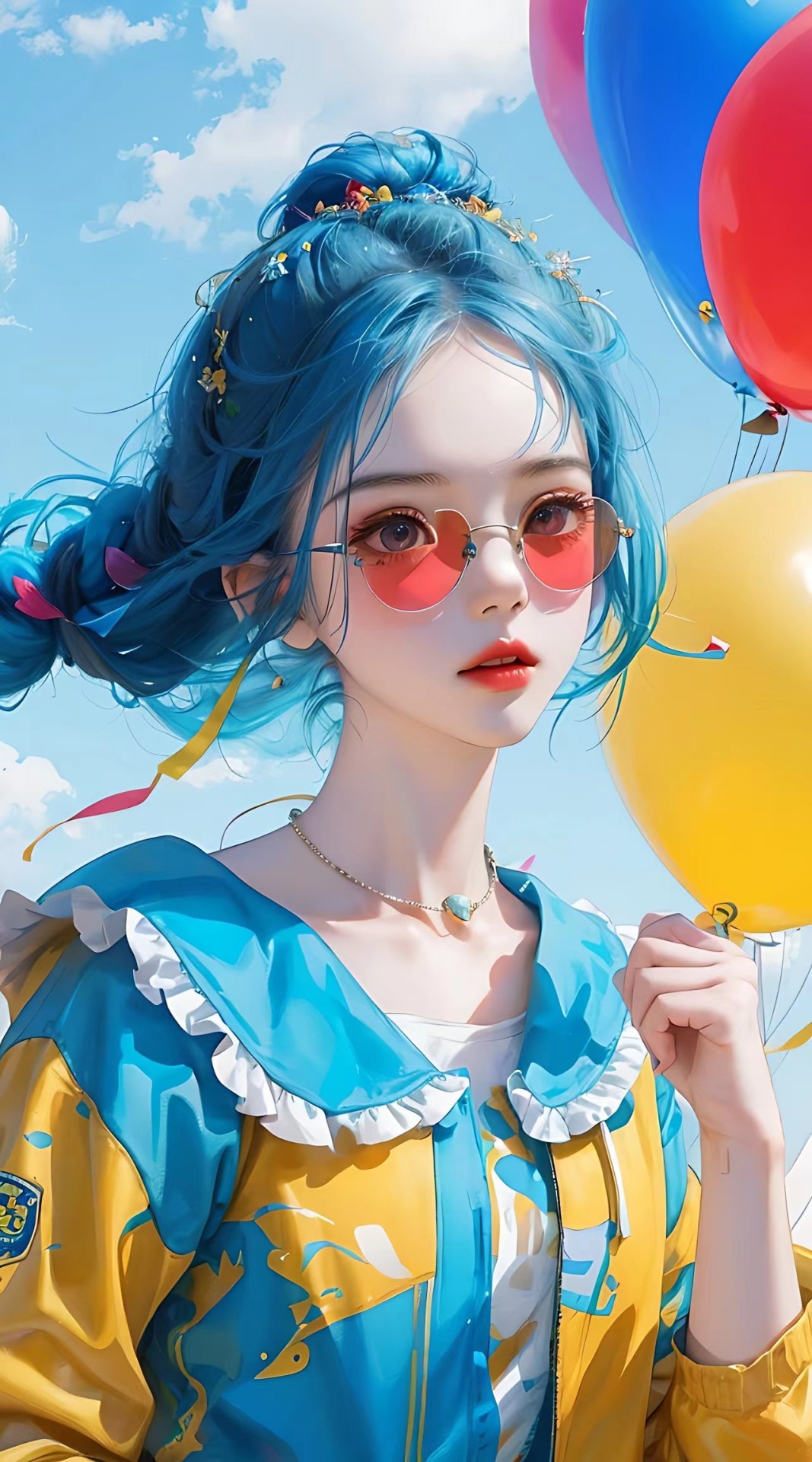 戴紅色墨鏡的彩虹女孩