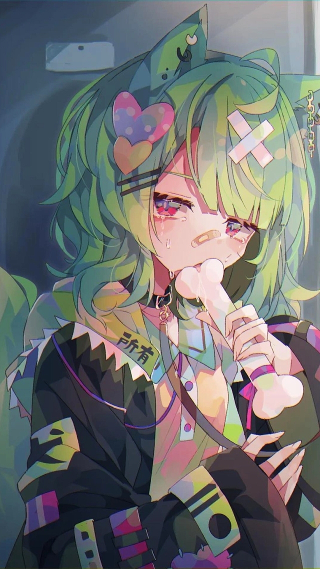 绿发女孩(动漫手机静态壁纸) - 动漫手机壁纸下载 - 元气壁纸