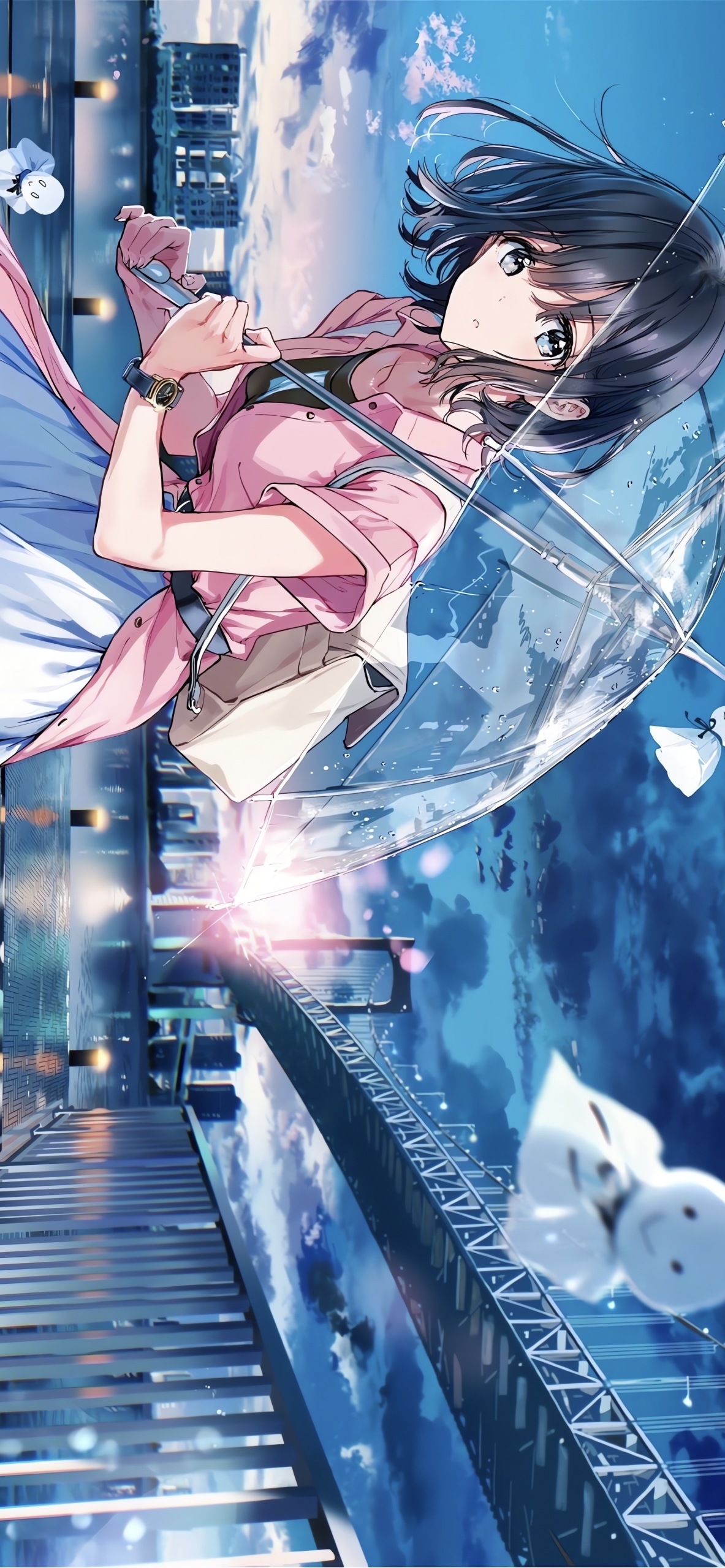 城市遮傘美少女