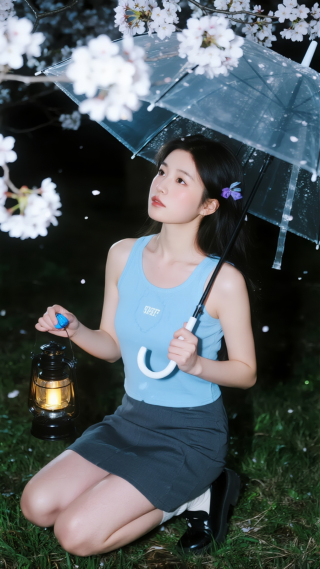 户外赏花美女