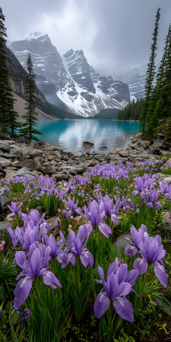 雪域花语，紫鸢映湖