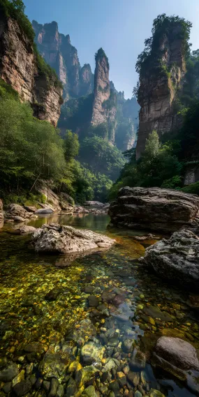 峡谷秘境 ，清泉映峰