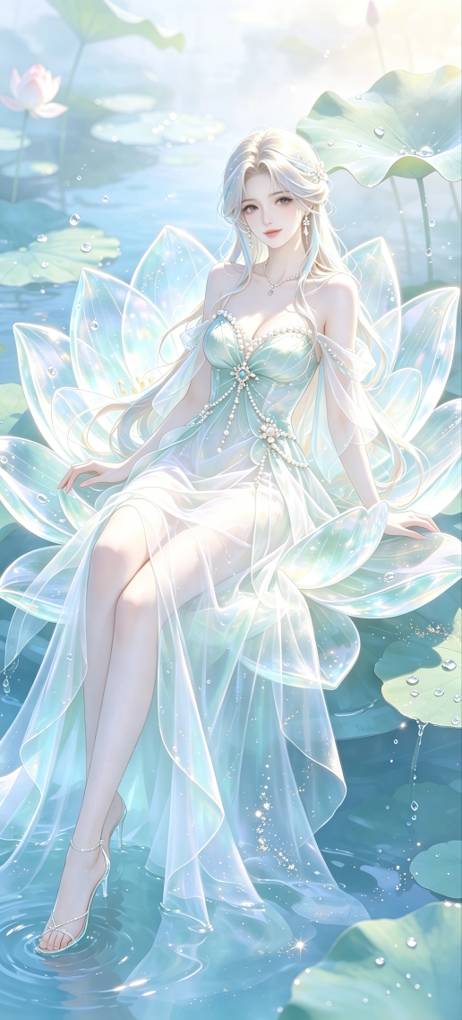 冰透莲花手机壁纸