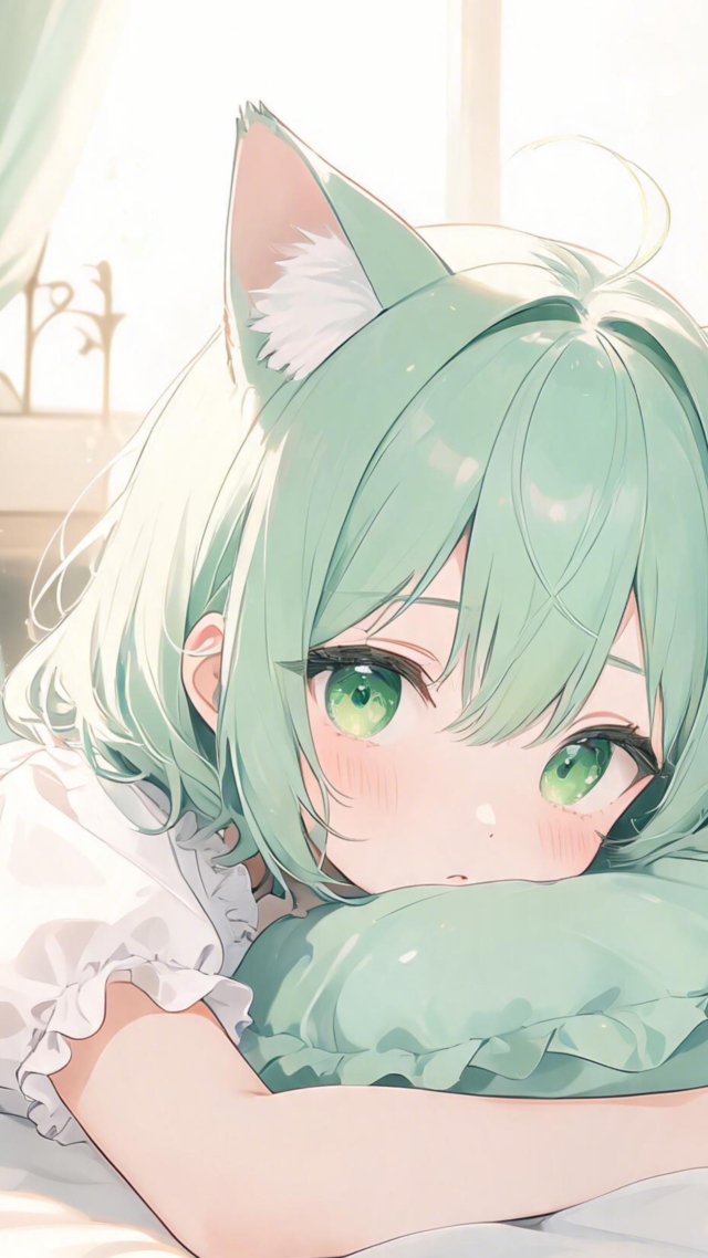 薄荷绿猫耳