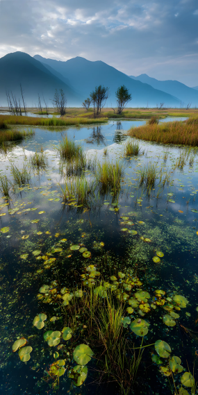 湿地烟岚，山影入怀