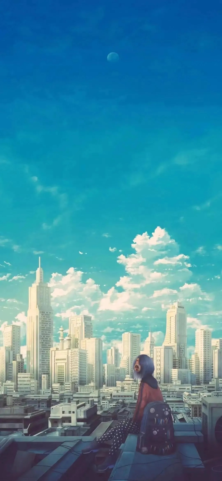 好看的微信聊天背景圖天空下的少女
