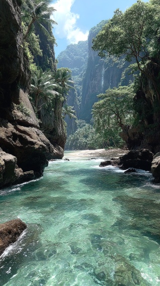 阳光热带岛屿海面