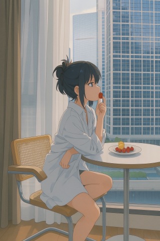 吃草莓的少女