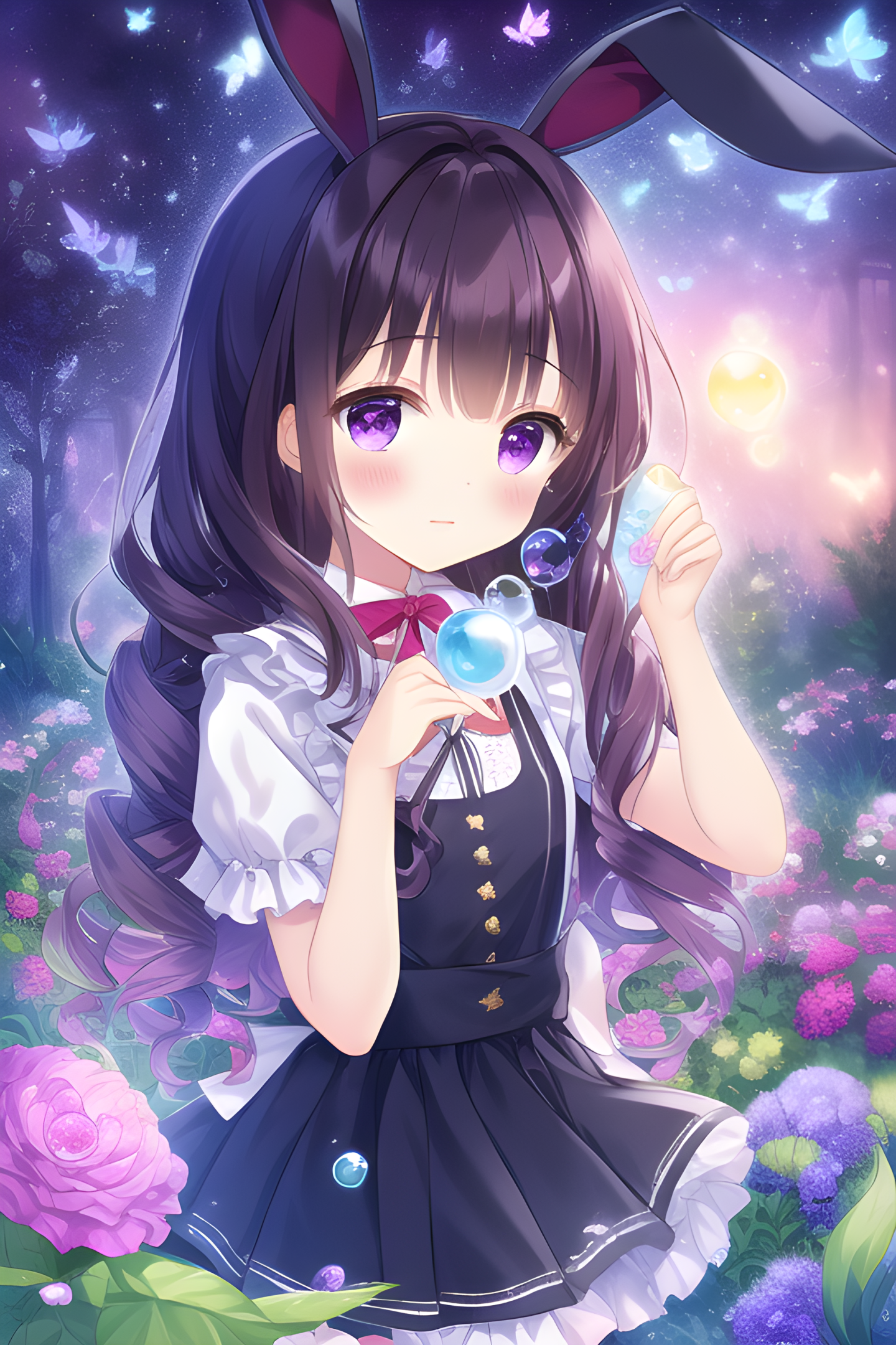 吹泡泡的女孩