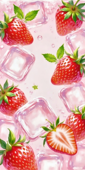 冰块草莓插画