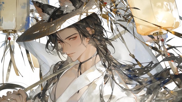 水墨画男子