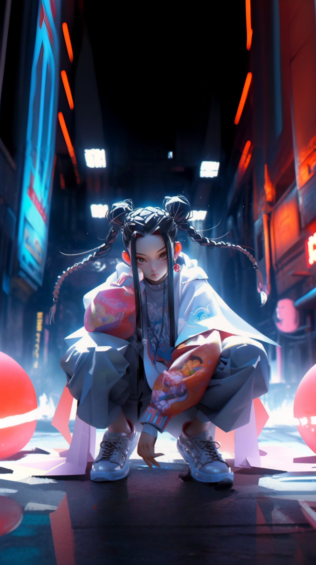 元宇宙科技感朋克風時尚的女孩
