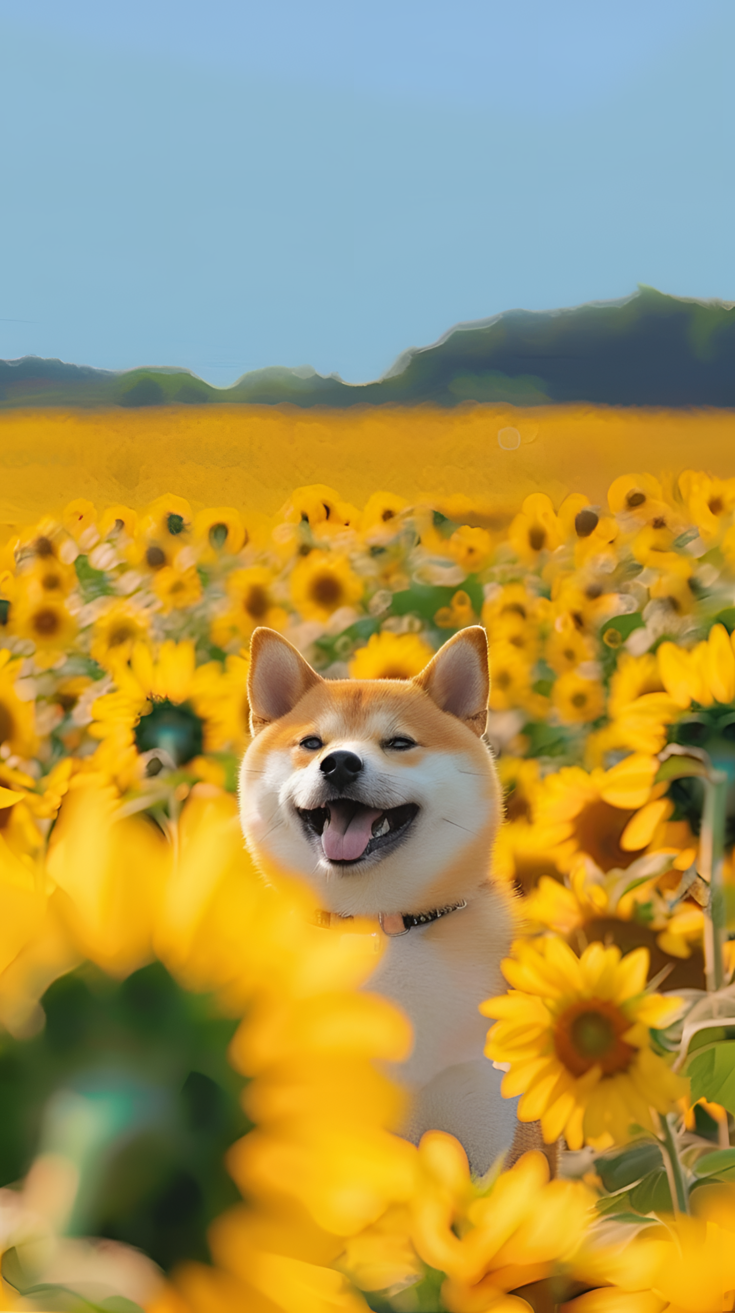 向日葵與柴犬