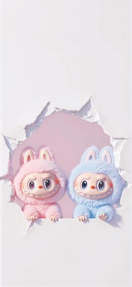 粉蓝LabubuCP壁纸