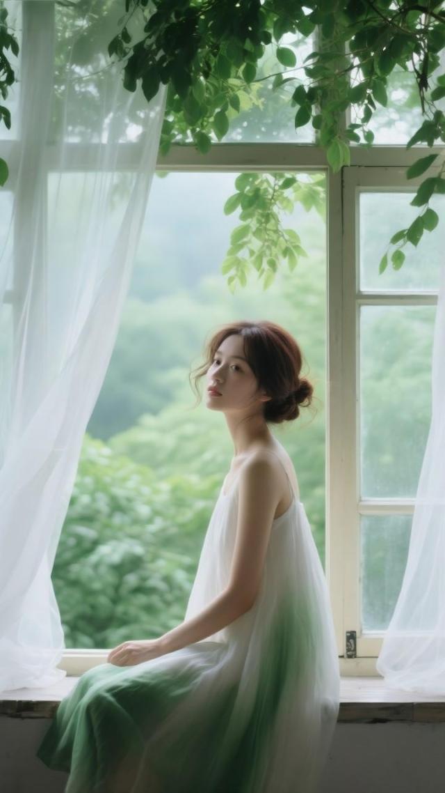 窗前浅绿