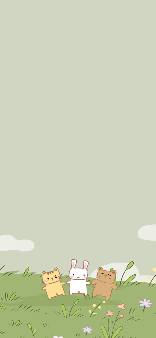 春日清新卡通可爱绿色主屏