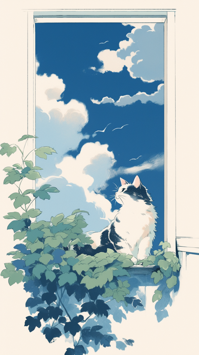 天空窗台小猫咪