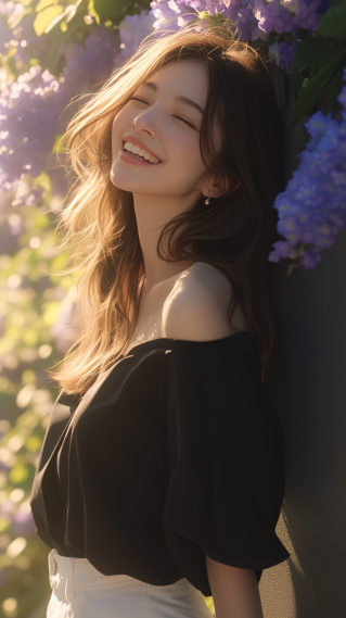 甜美笑容鲜花女孩