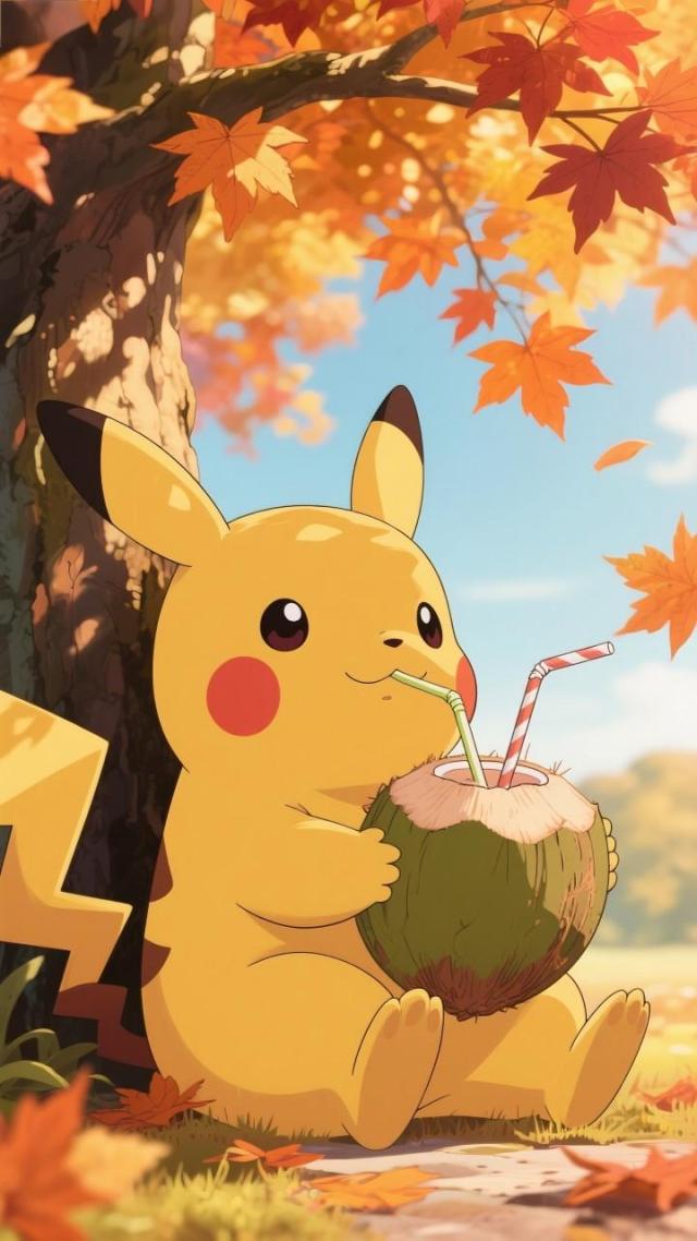 皮卡丘喝椰汁