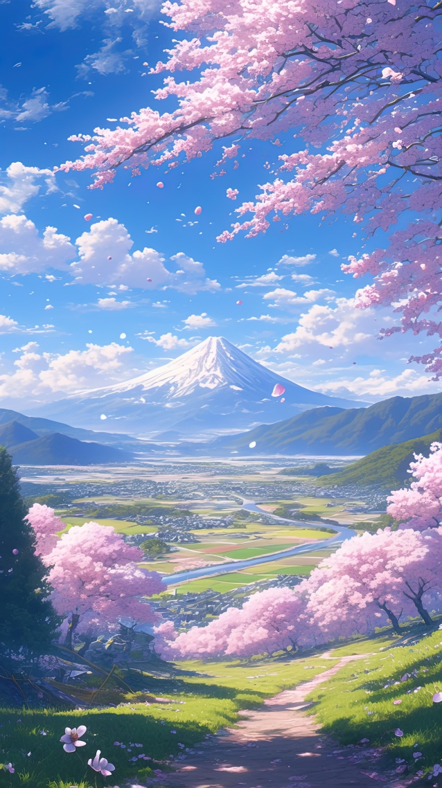 富士山與櫻花