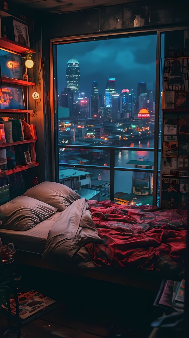 赛博朋克房间8(风景手机静态壁纸) - 风景手机壁纸下载 - 元气壁纸