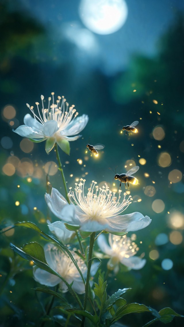 微观·花蕊萤火虫·月