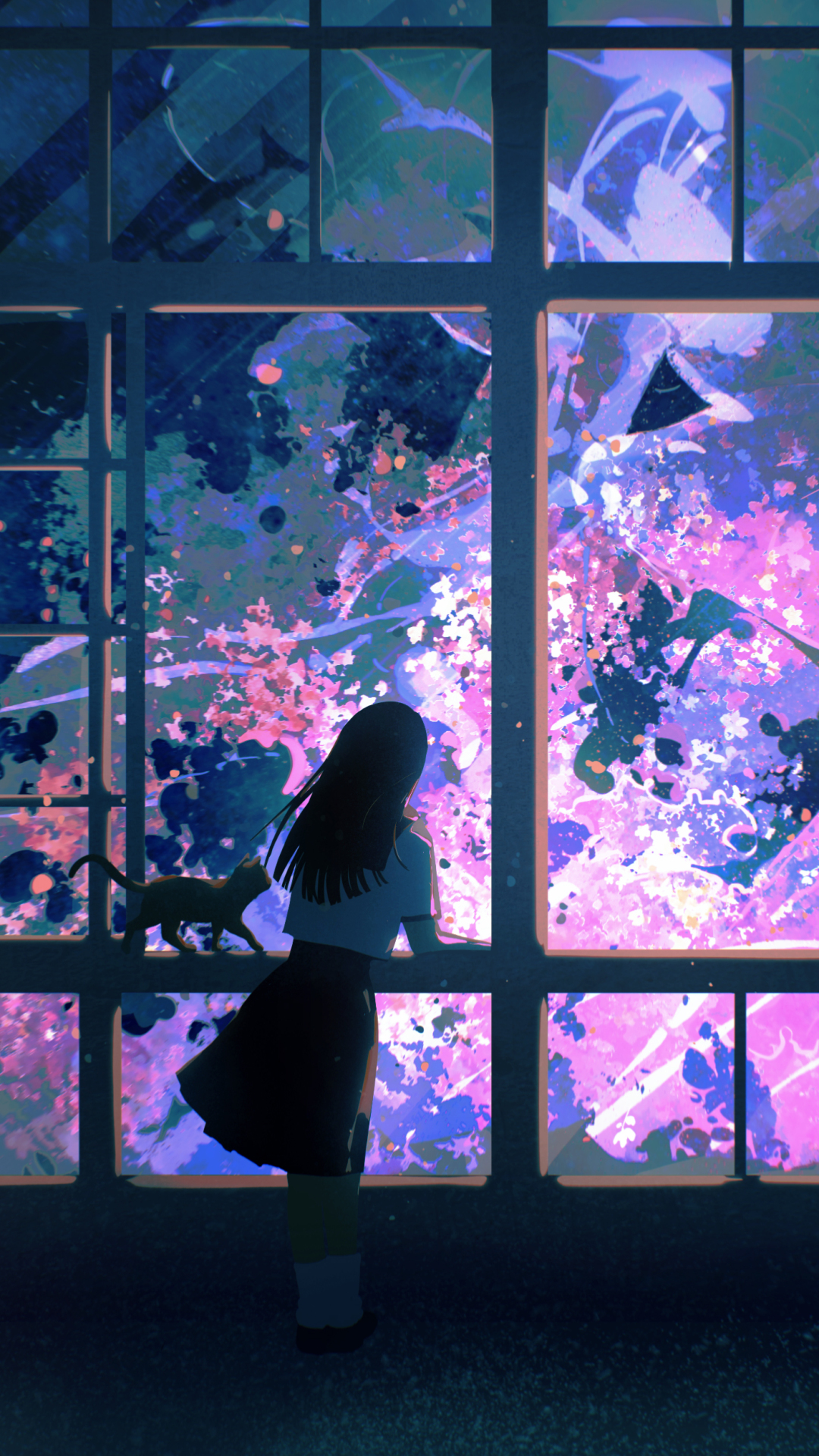 qq聊天背景圖夜櫻-靜態