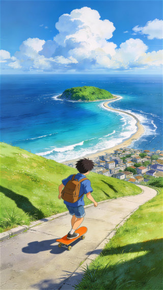 滑板少年
