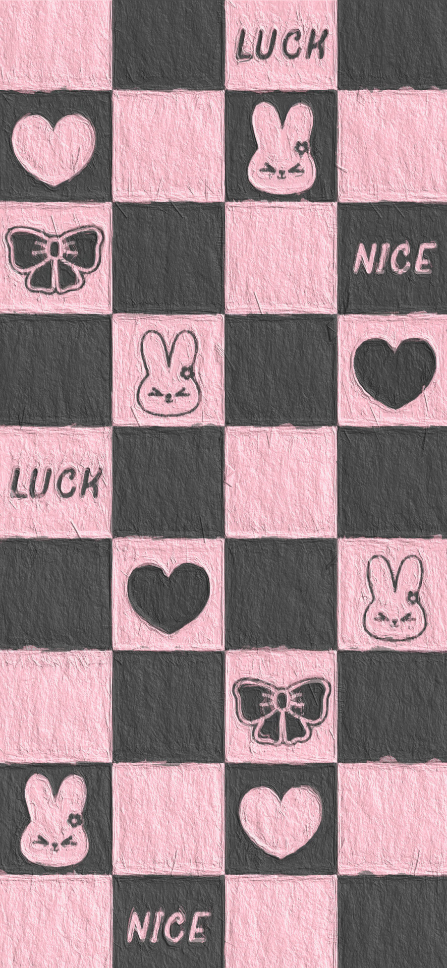 可愛『黑粉』棋盤格